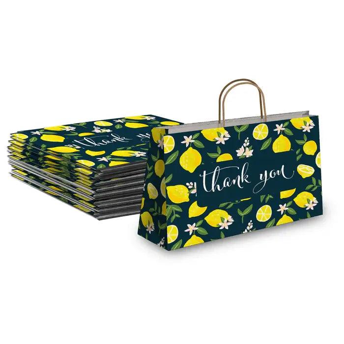 Unique Bargains Paper Gift Bag Lemon Storage Bag for Party Favor 50 Pack, Size: 12x7.5x23cm / 4.8x3x9.1 inch
