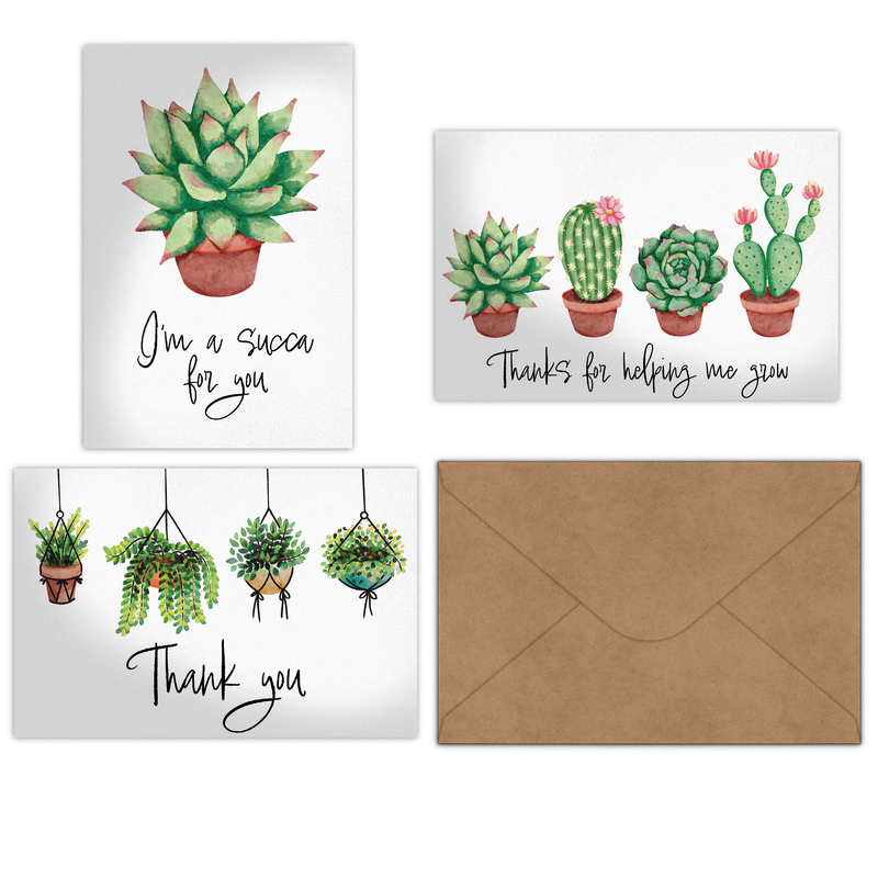 Succulents Thank You Cards with Envelopes