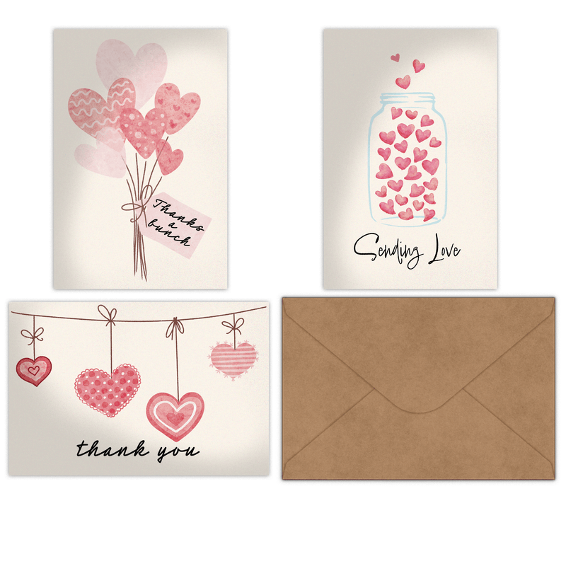 Hearts Thank You Cards with Envelopes - Pro Supply Global