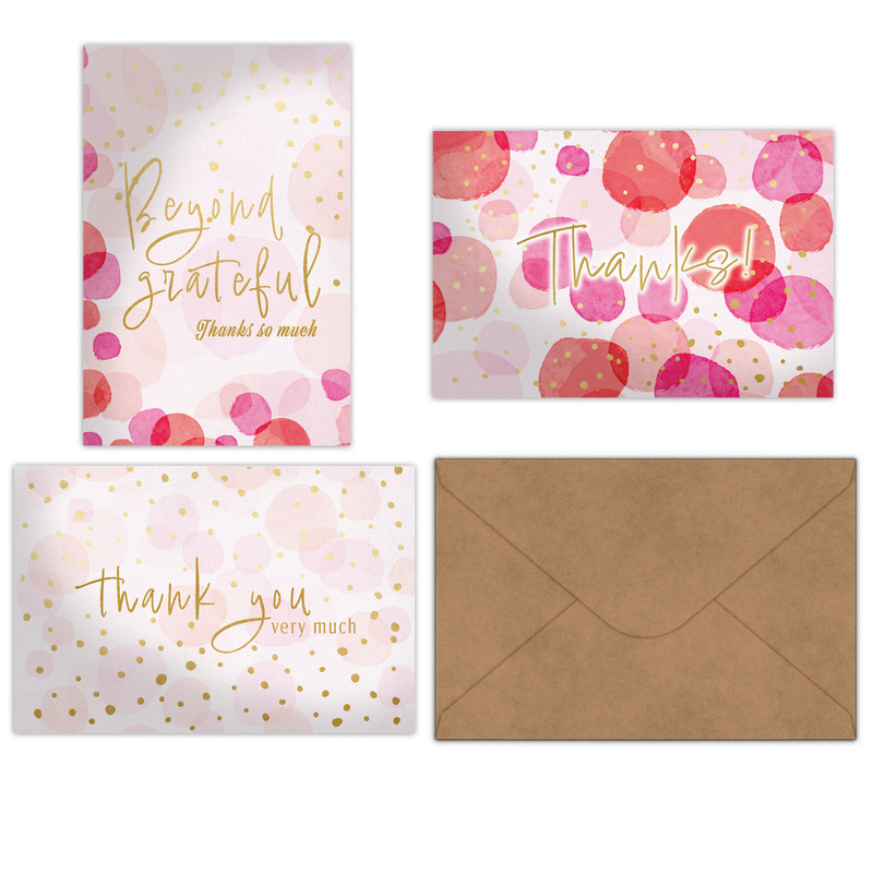 Pink Confetti Thank You Cards with Envelopes