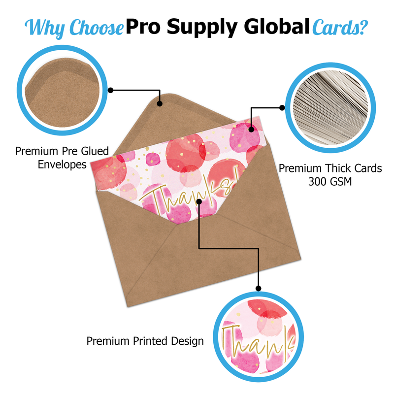 Pink Confetti Thank You Cards with Envelopes