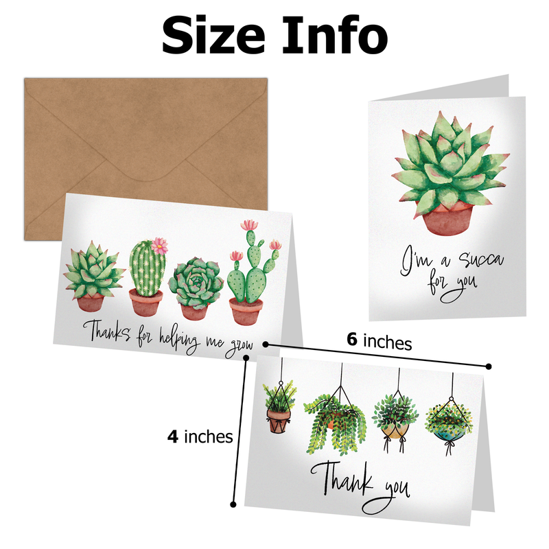 Succulents Thank You Cards with Envelopes