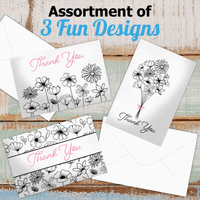 Black and White Floral Thank You Cards with Envelopes - Pro Supply Global