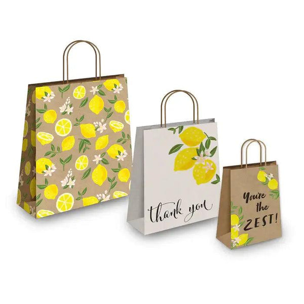 1pc 120g Paper Gift Bag, Modern Lemon Print Gift Wrapping Bag For Party