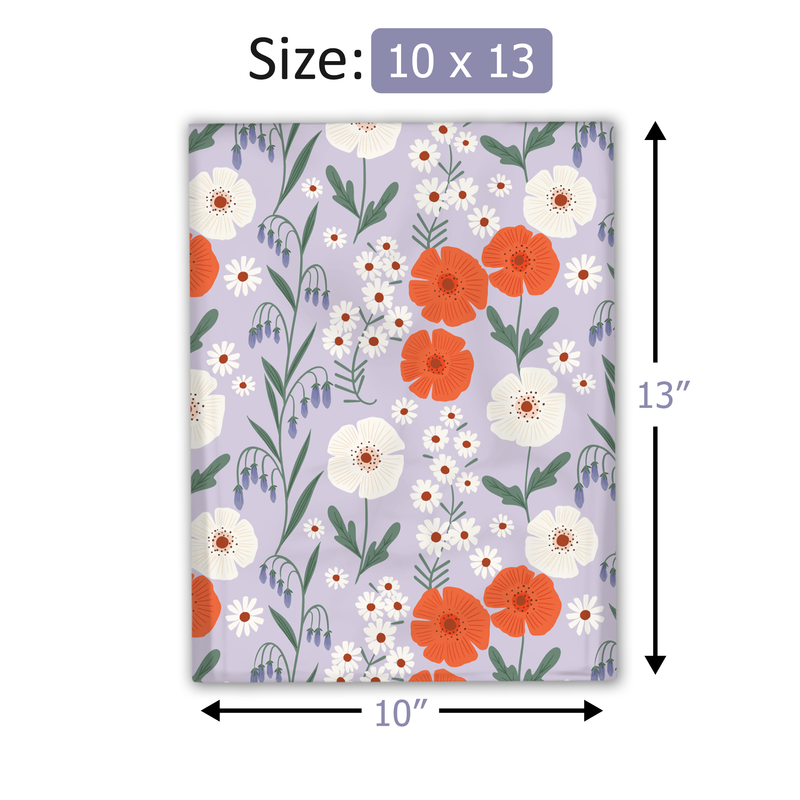 10x13 Floral Fields Designer Poly Mailers Shipping Envelopes Premium Printed Bags