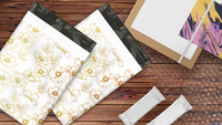 10x13 Gold Sketched Floral Designer Poly Mailers Shipping Envelopes Premium Printed Bags