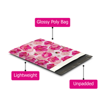 10x13 Pink Poppies Designer Poly Mailers Shipping Envelopes Premium Printed Bags