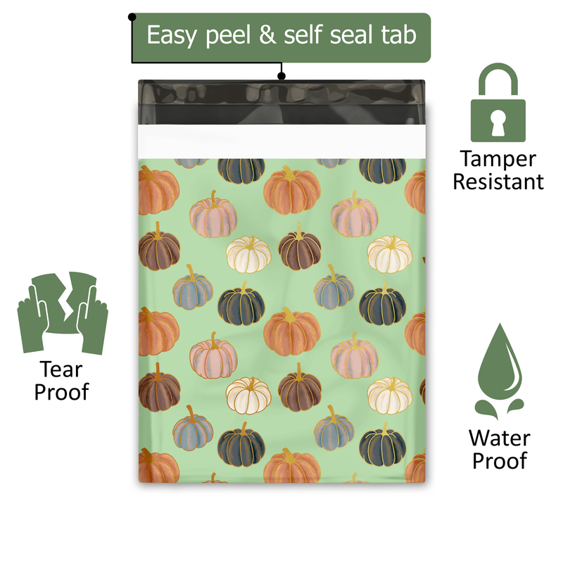 12x15 Pumpkin Patch Designer Poly Mailers Shipping Envelopes Premium Printed Bags