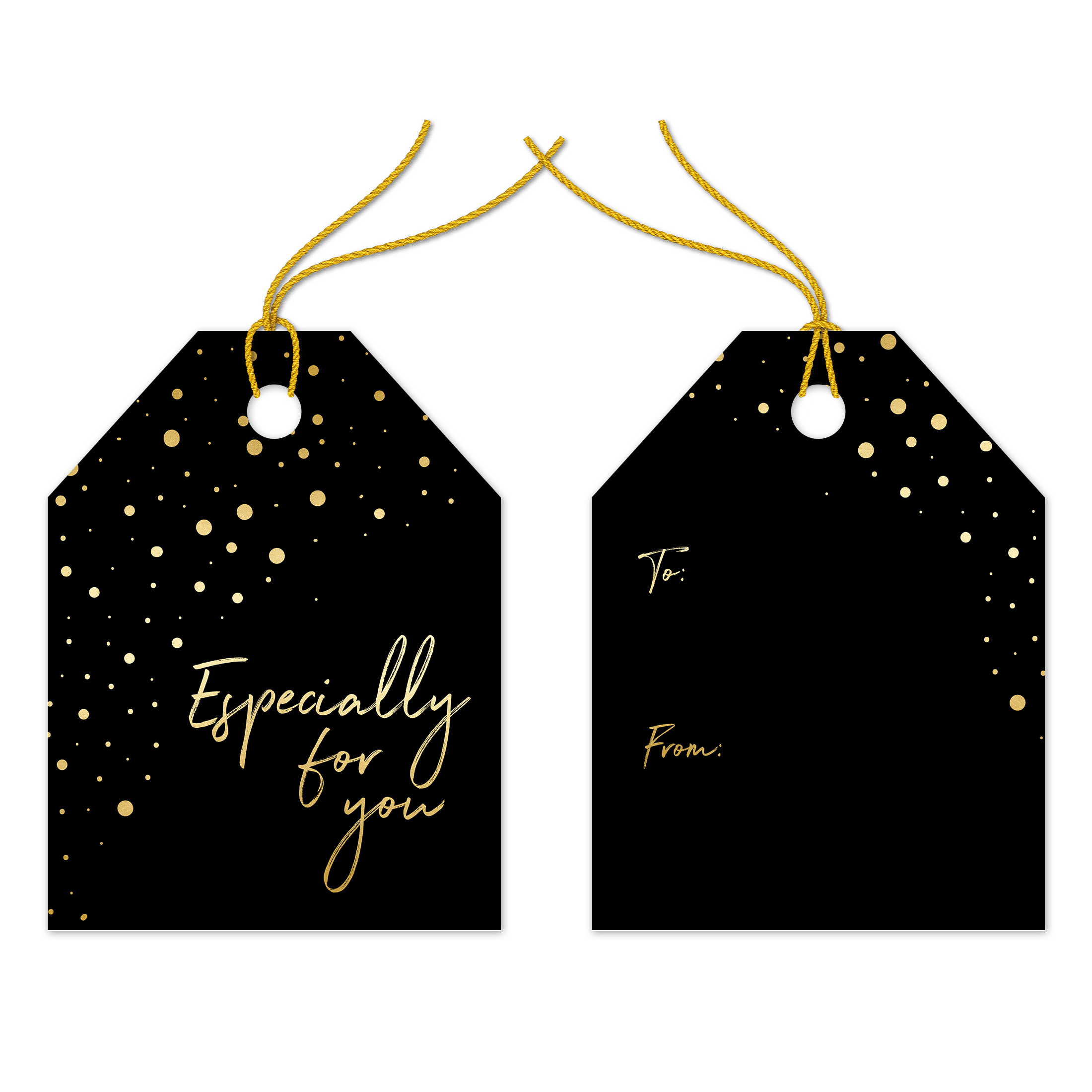 Black and Gold Confetti Gift Tags